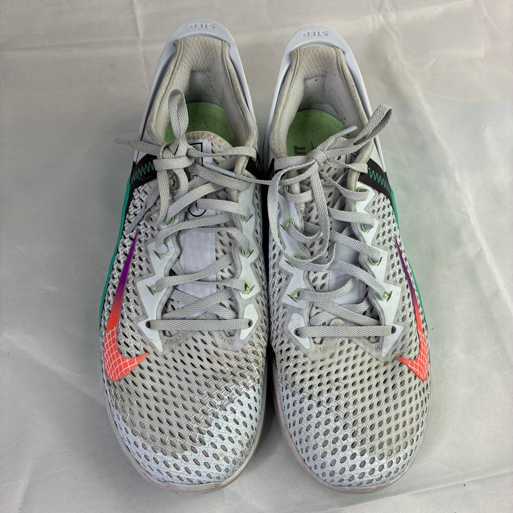 Nike Metcon 6 FlyEase Men's Size 8.5 Training Shoes DB3790-020 Grey Oracle Aqua